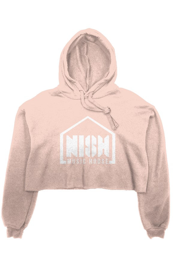 crop fleece hoodie peach